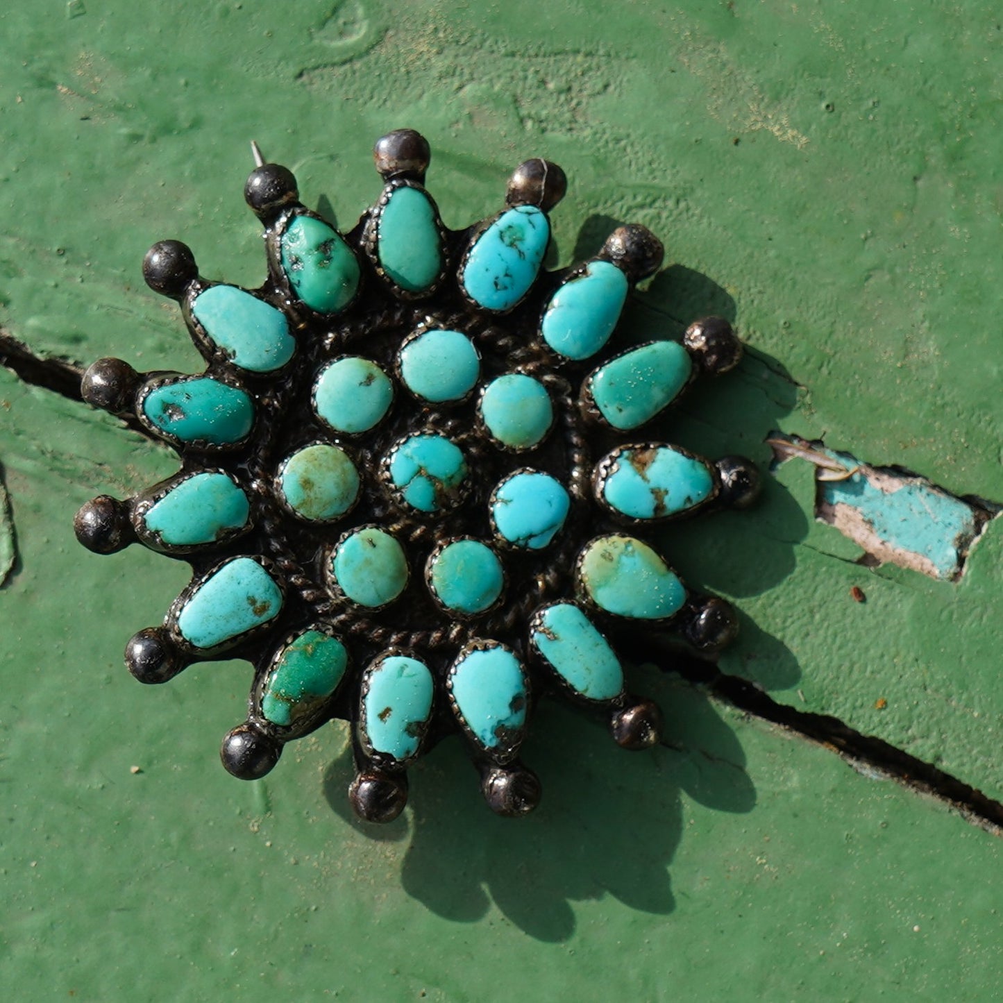 1940's Zuni Turquoise Sterling Silver Pin
