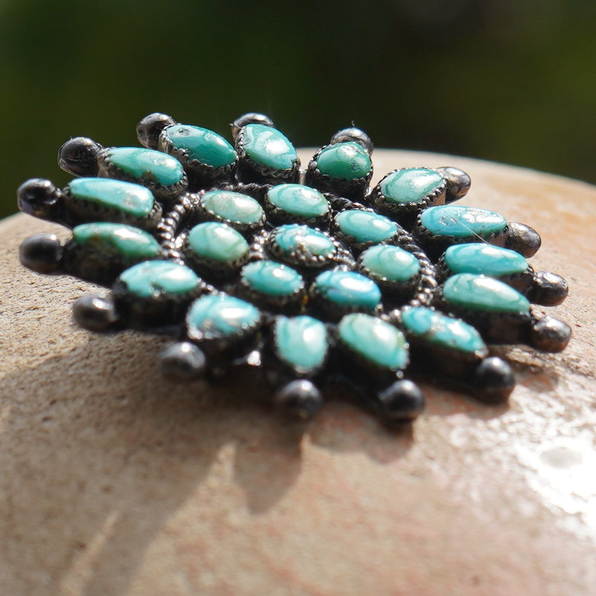 1940's Zuni Turquoise Sterling Silver Pin