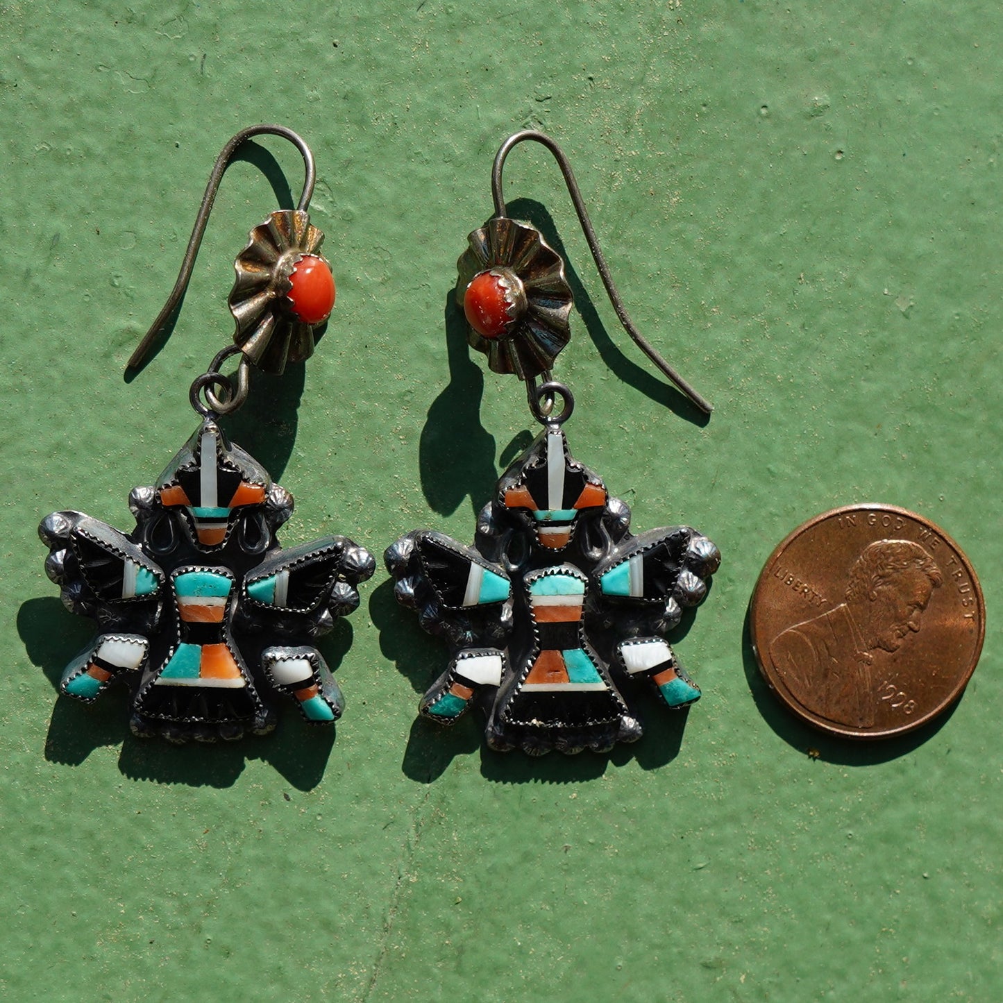 Vintage Zuni Pueblo Knifewing Earrings