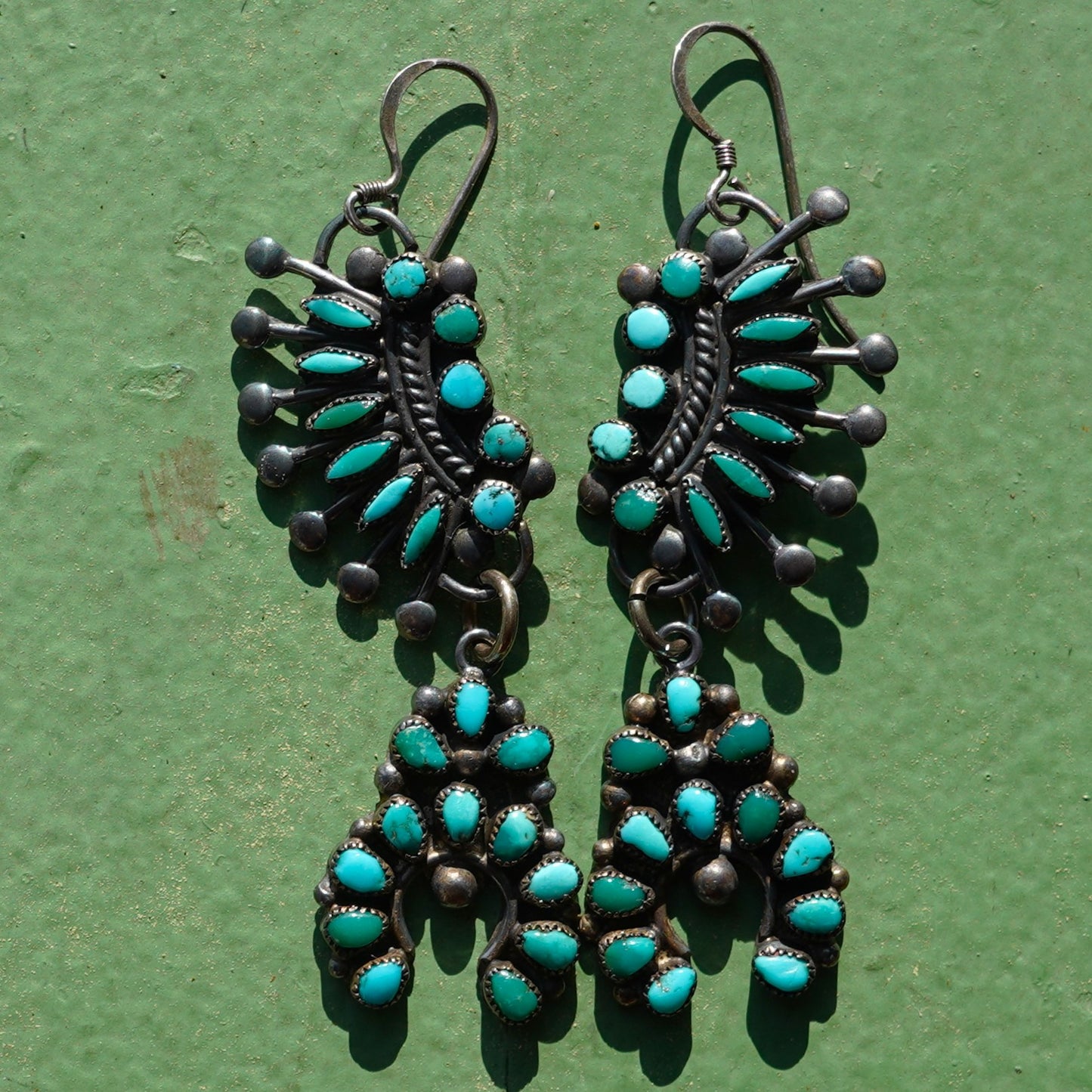 Vintage Turquoise Squash Blossom Earrings