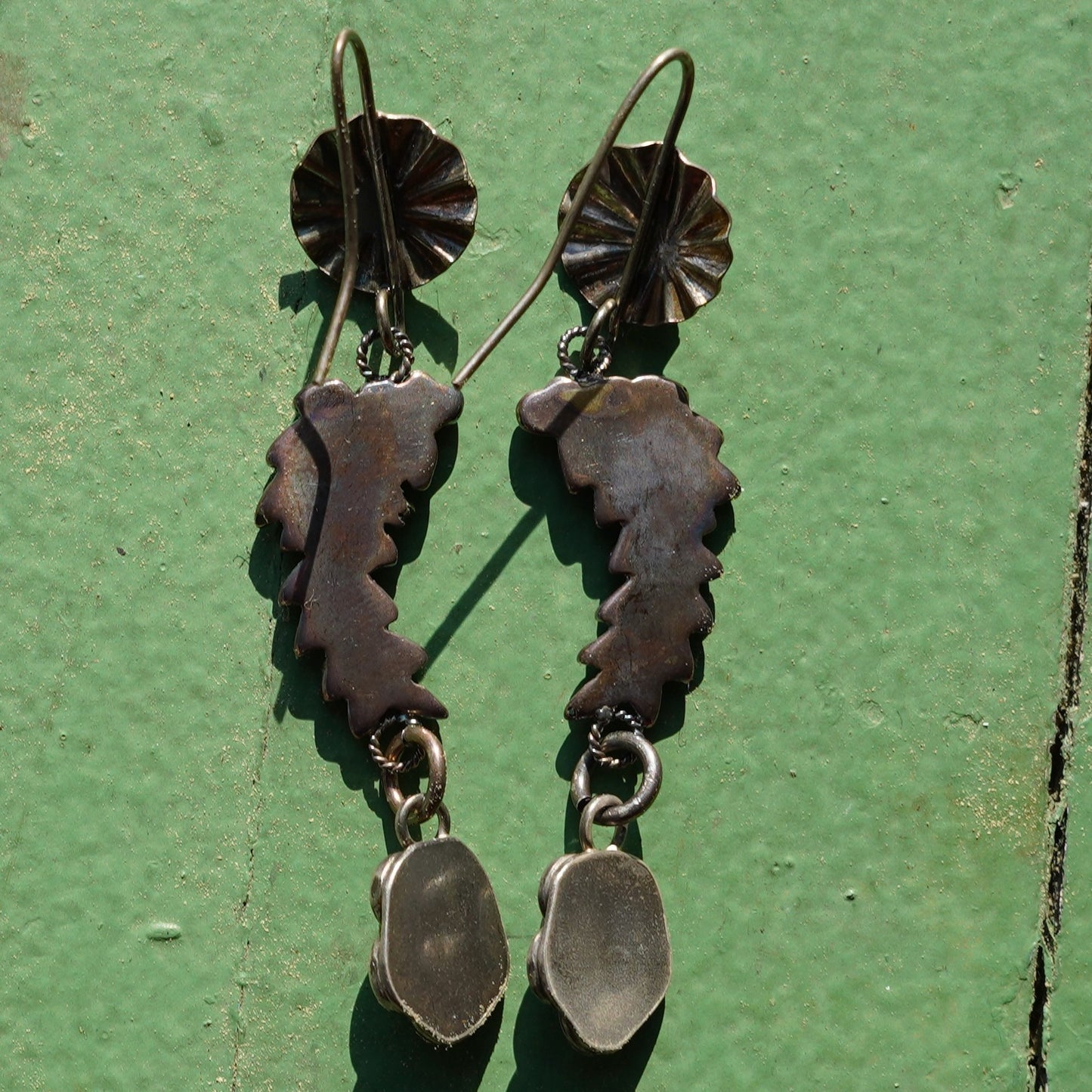 Vintage Turquoise Zuni Leaf Earrings