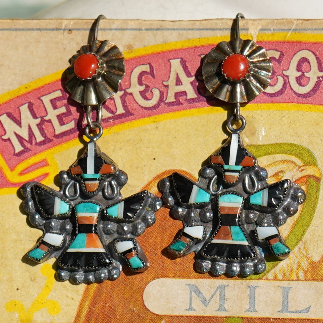 Vintage Zuni Pueblo Knifewing Earrings