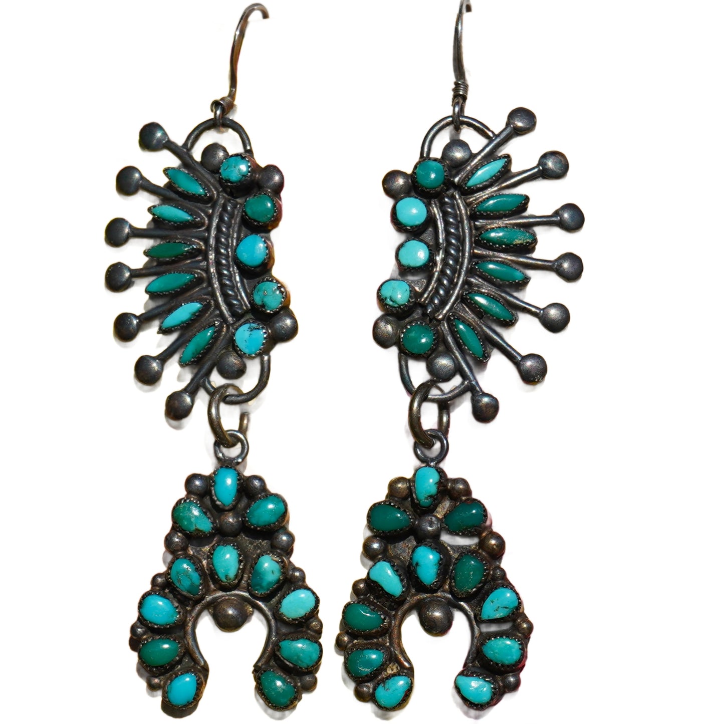 Vintage Turquoise Squash Blossom Earrings