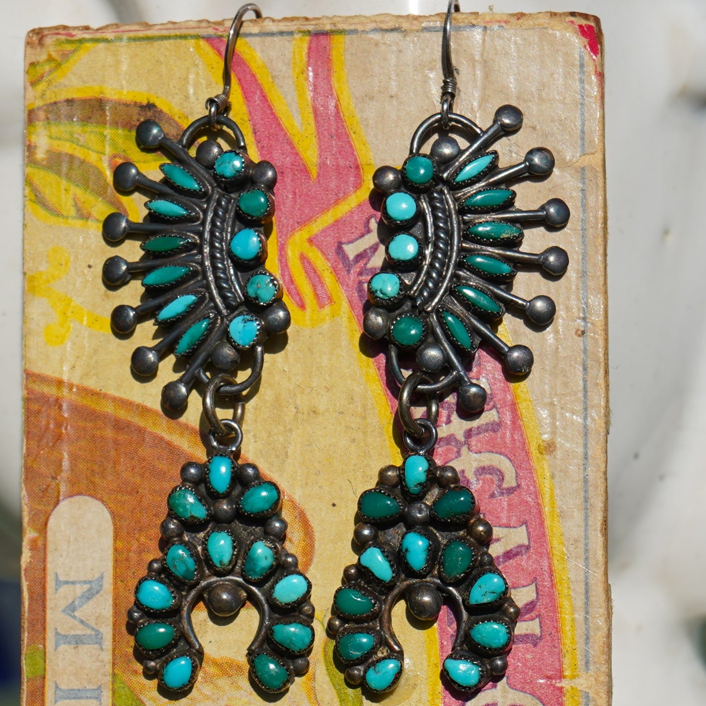 Vintage Turquoise Squash Blossom Earrings