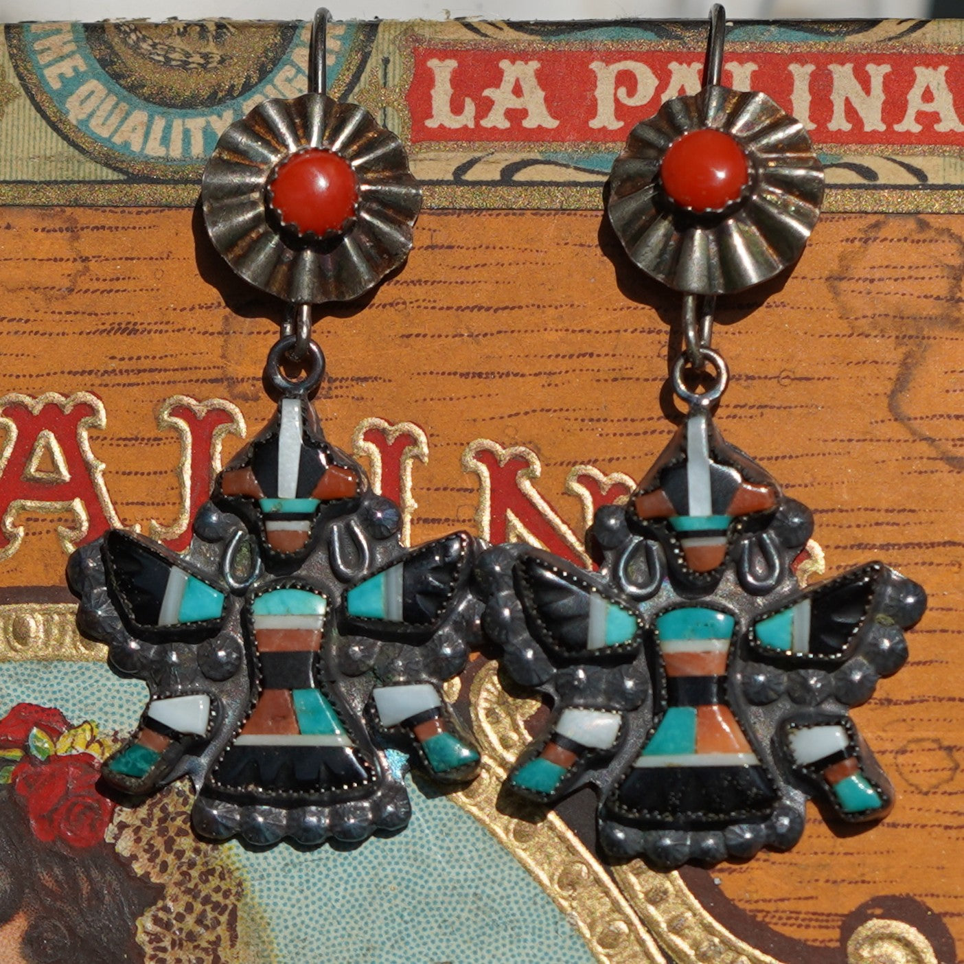 Vintage Zuni Pueblo Knifewing Earrings