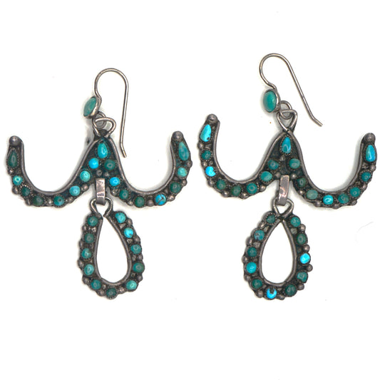 Vintage Zuni Snake Eye Turquoise Earrings