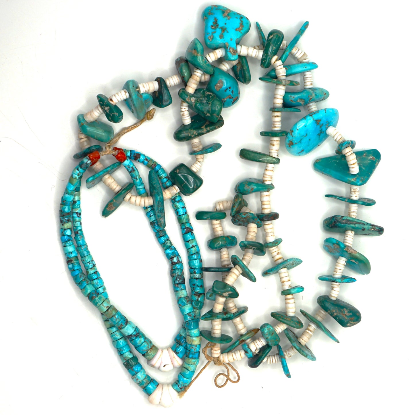 Santo Domingo Pueblo Turquoise And Shell Heishi Necklace With Jacla