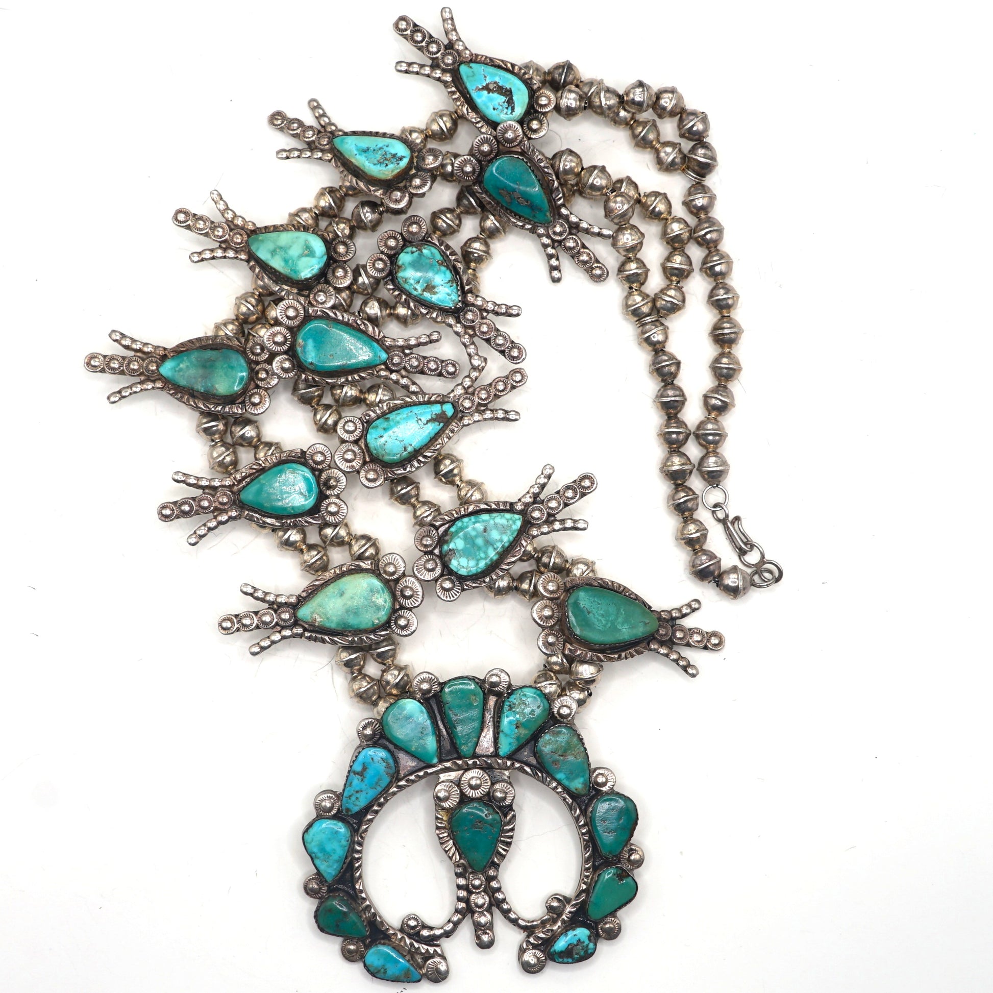 Vintage Zuni Turquoise Squash Blossom Necklace