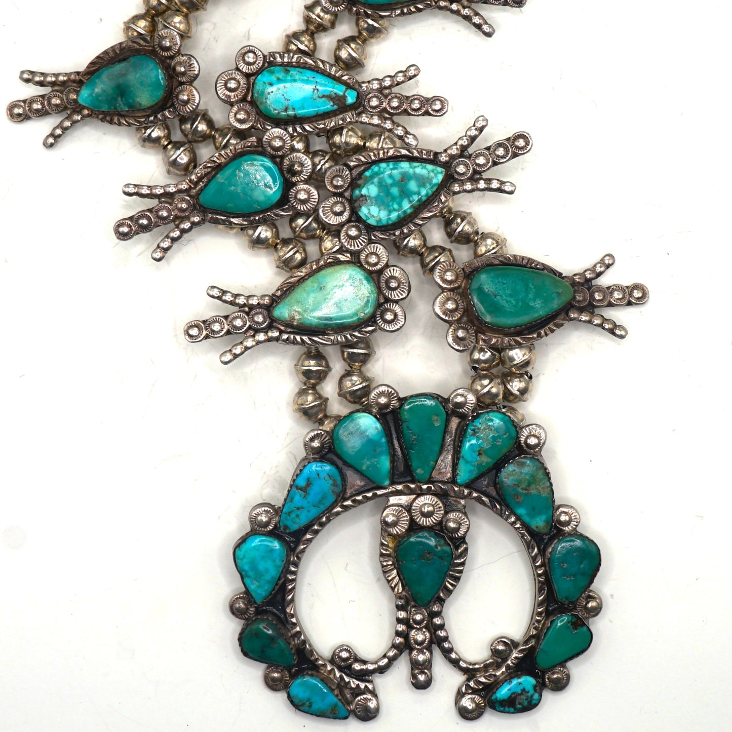 Vintage Zuni Turquoise Squash Blossom Necklace