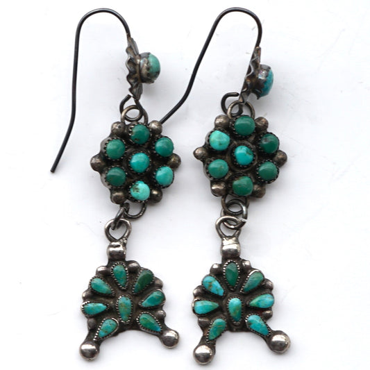 Vintage Turquoise Squash Blossom Earrings
