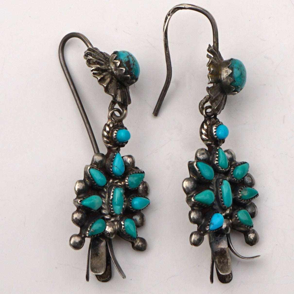 Vintage Turquoise Squash Blossom Earrings