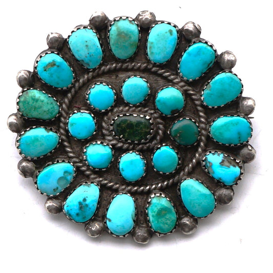 Vintage Navajo Turquoise Cluster Brooch