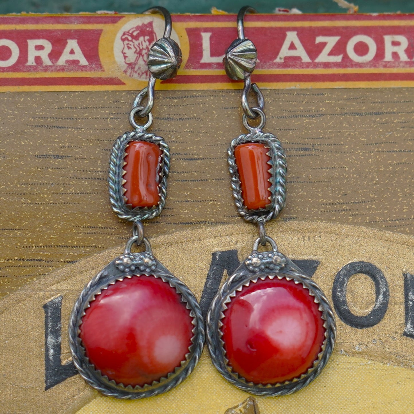 Vintage Navajo Natural Coral Earrings