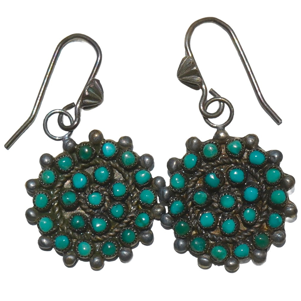 Vintage Turquoise Zuni Cluster Earrings