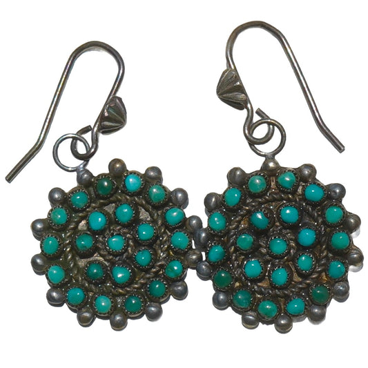 Vintage Turquoise Zuni Cluster Earrings