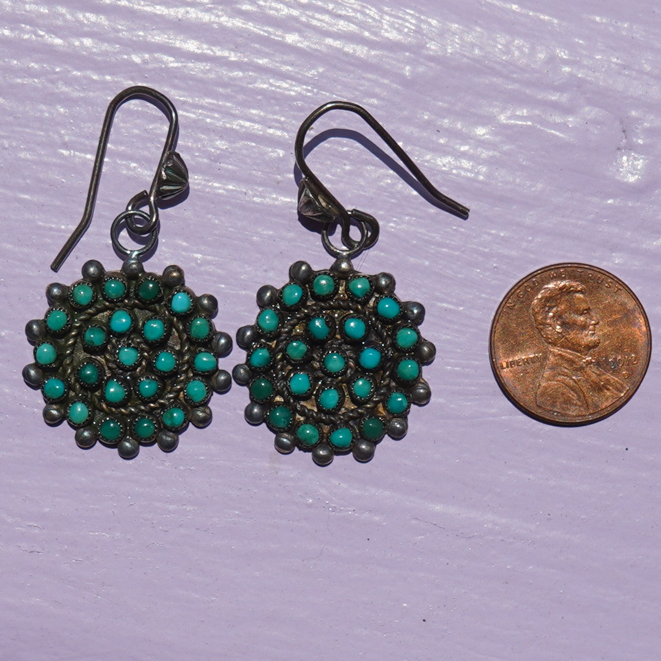 Vintage Turquoise Zuni Cluster Earrings
