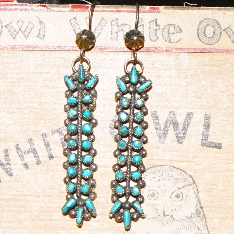 Vintage Zuni Blue Turquoise Earrings