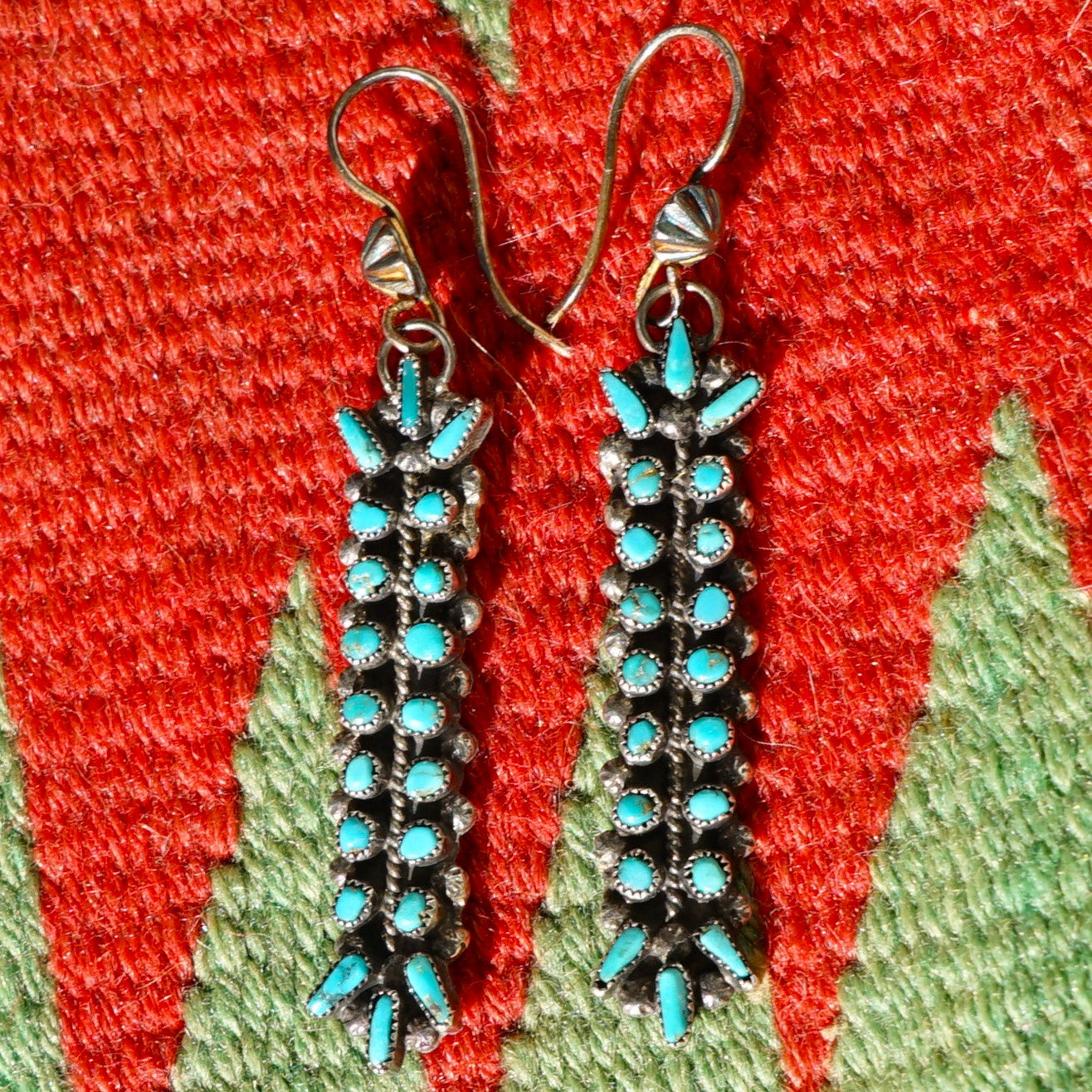 Vintage Zuni Blue Turquoise Earrings