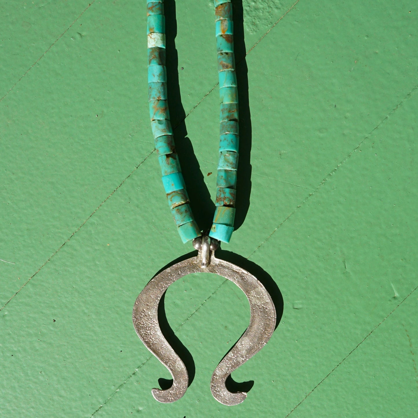 Vintage Naja Necklace With Turquoise Heishi And Bench Made Beads