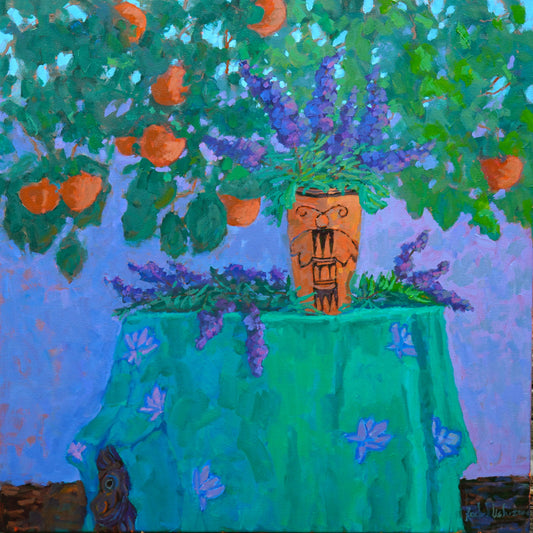 Hopi Pot With Persimmon Tree Painting