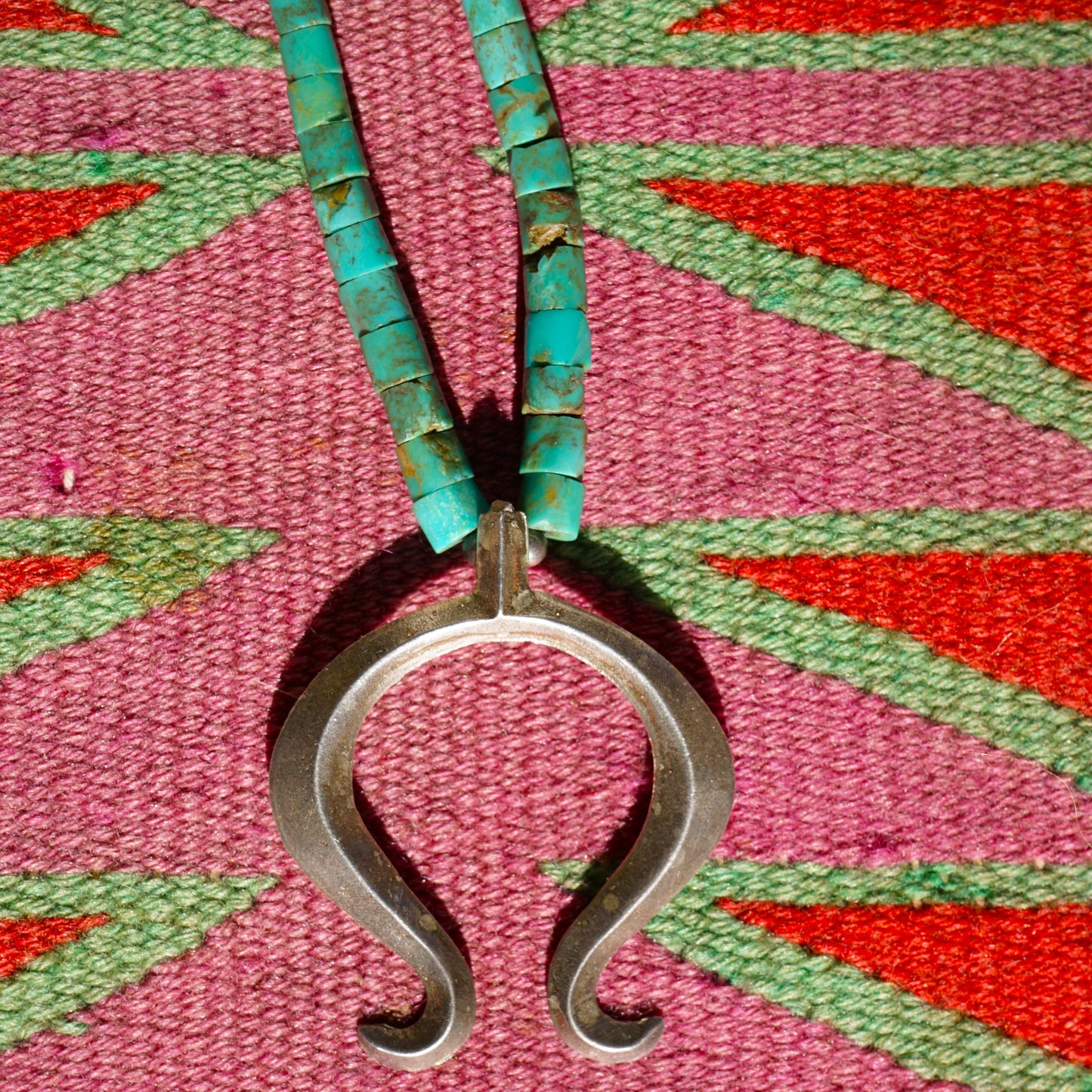 Vintage Naja Necklace With Turquoise Heishi And Bench Made Beads