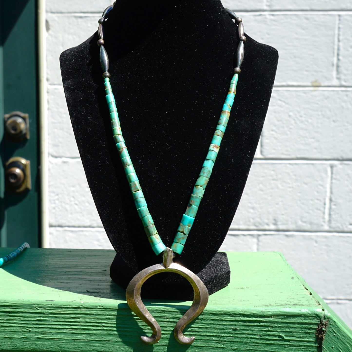 Vintage Naja Necklace With Turquoise Heishi And Bench Made Beads