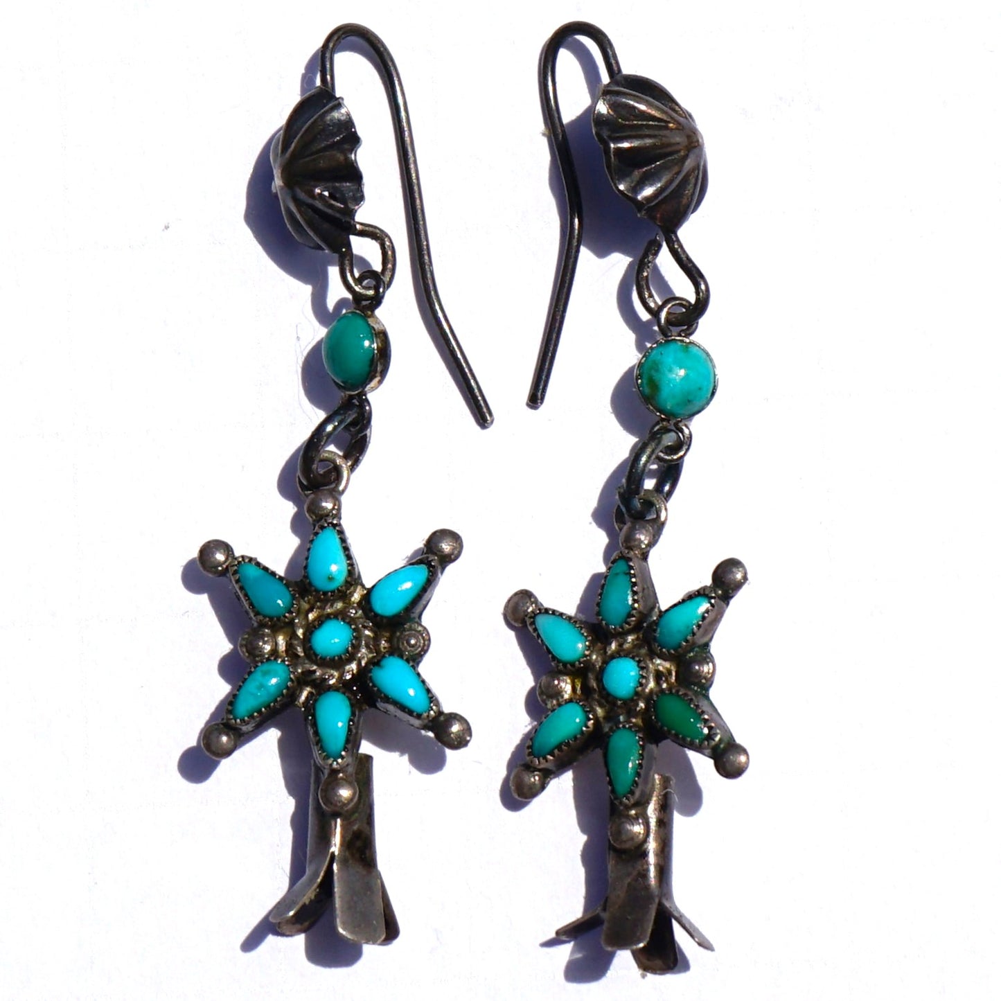 Vintage Turquoise Squash Blossom Earrings