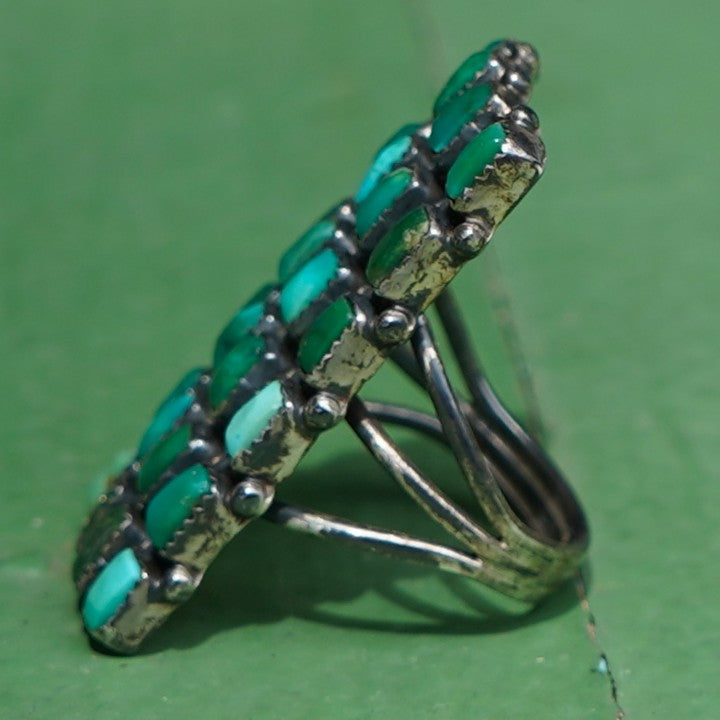 Zuni Multi Row Turquoise Sterling Silver Ring