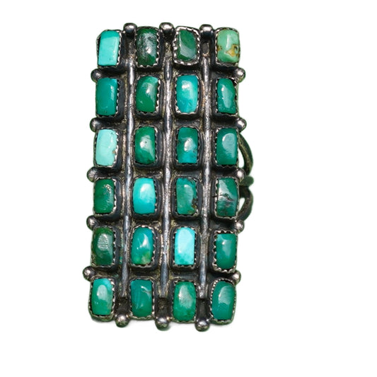 Zuni Multi Row Turquoise Sterling Silver Ring