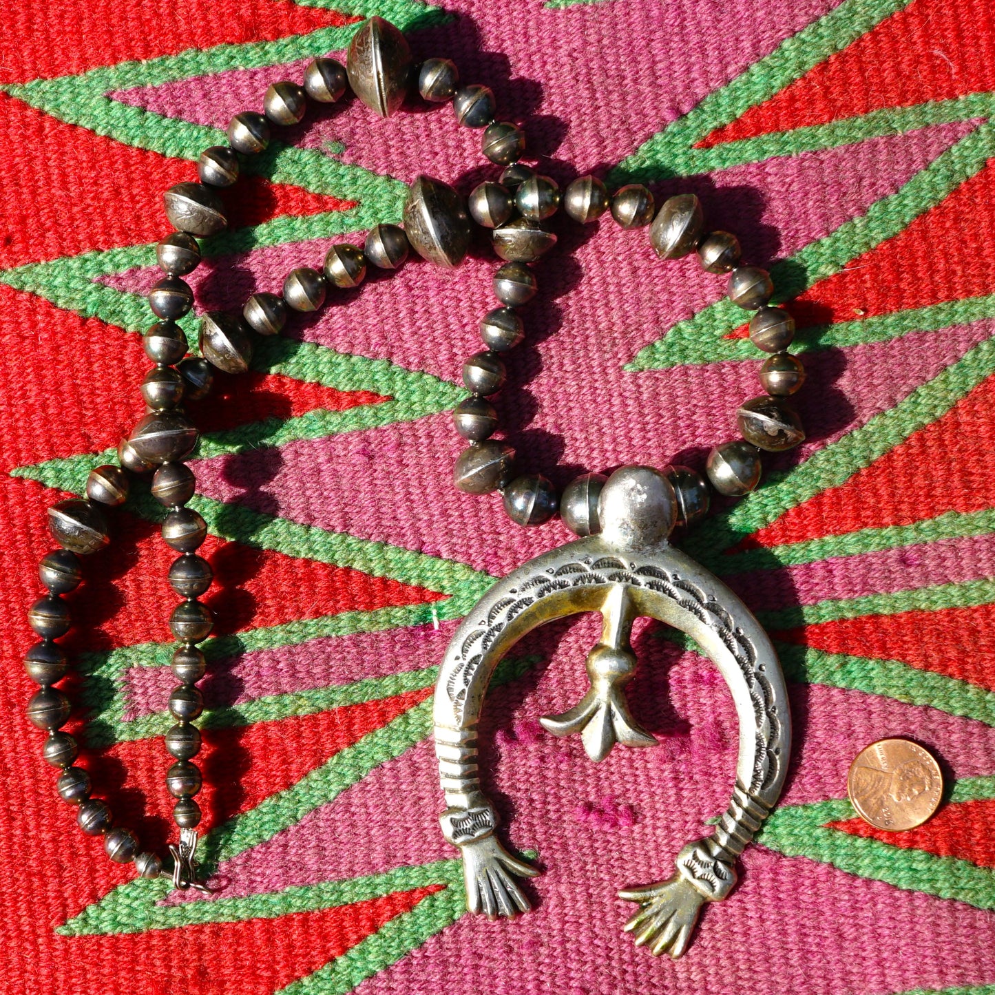 Naja Necklace Signed Begay Mercury Dime Beads And Walking Liberty Half Dollar Beads