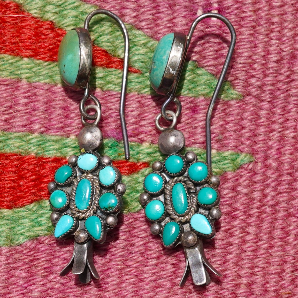 Vintage Turquoise Squash Blossom Earrings