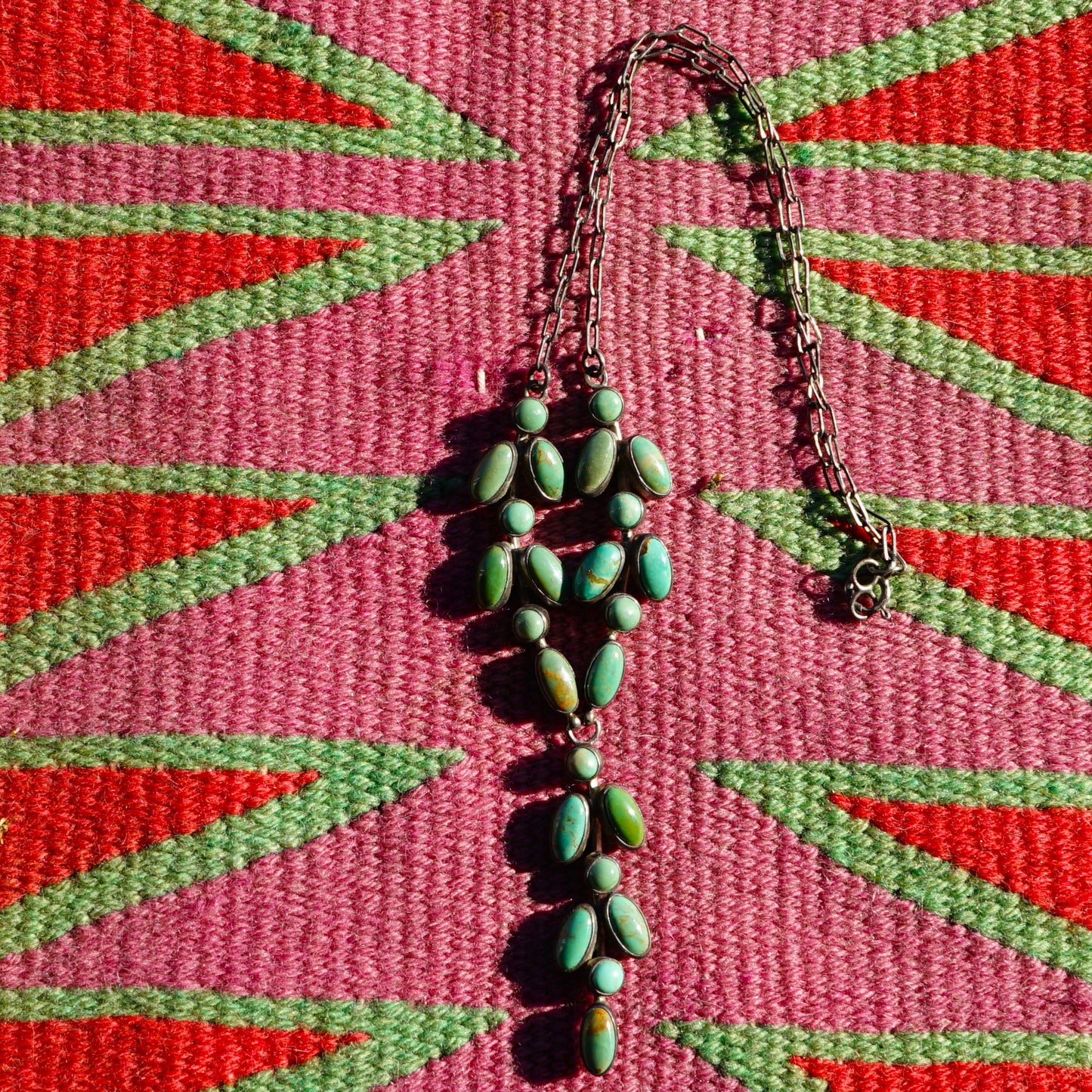 Navajo Broken Arrow Turquoise Signed Necklace
