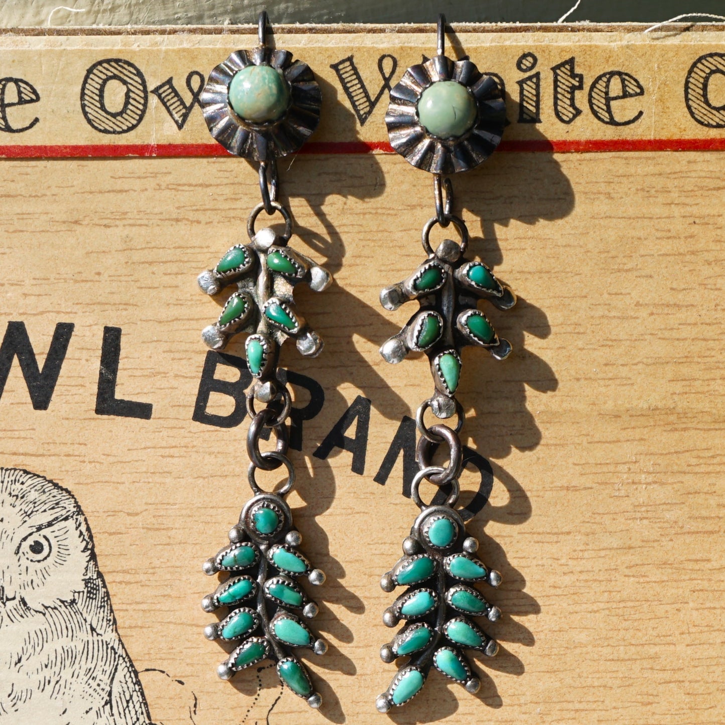 Vintage Green Turquoise Zuni Earrings