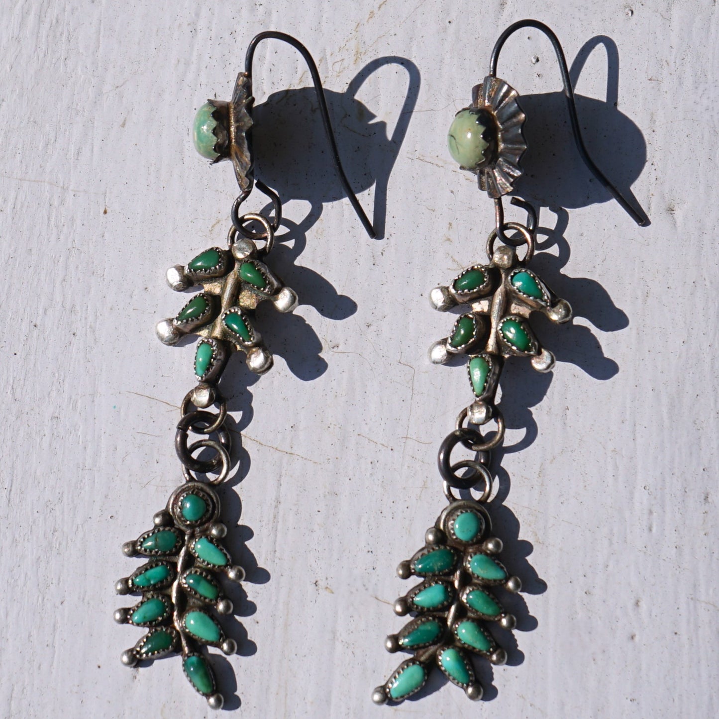 Vintage Green Turquoise Zuni Earrings