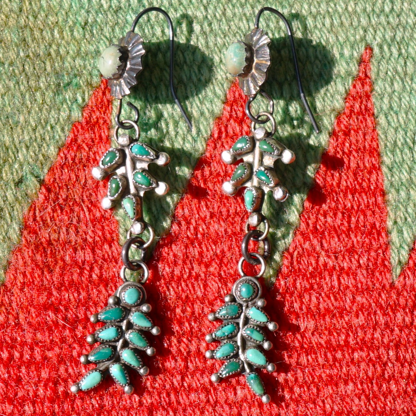 Vintage Green Turquoise Zuni Earrings