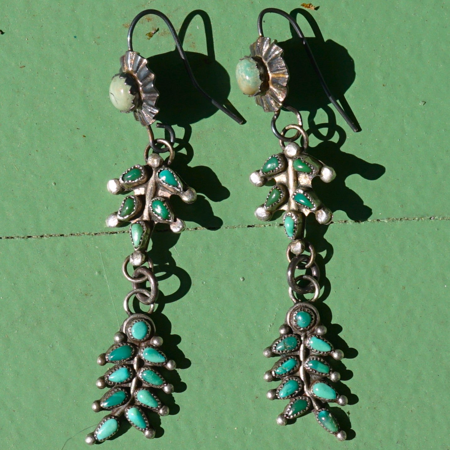 Vintage Green Turquoise Zuni Earrings