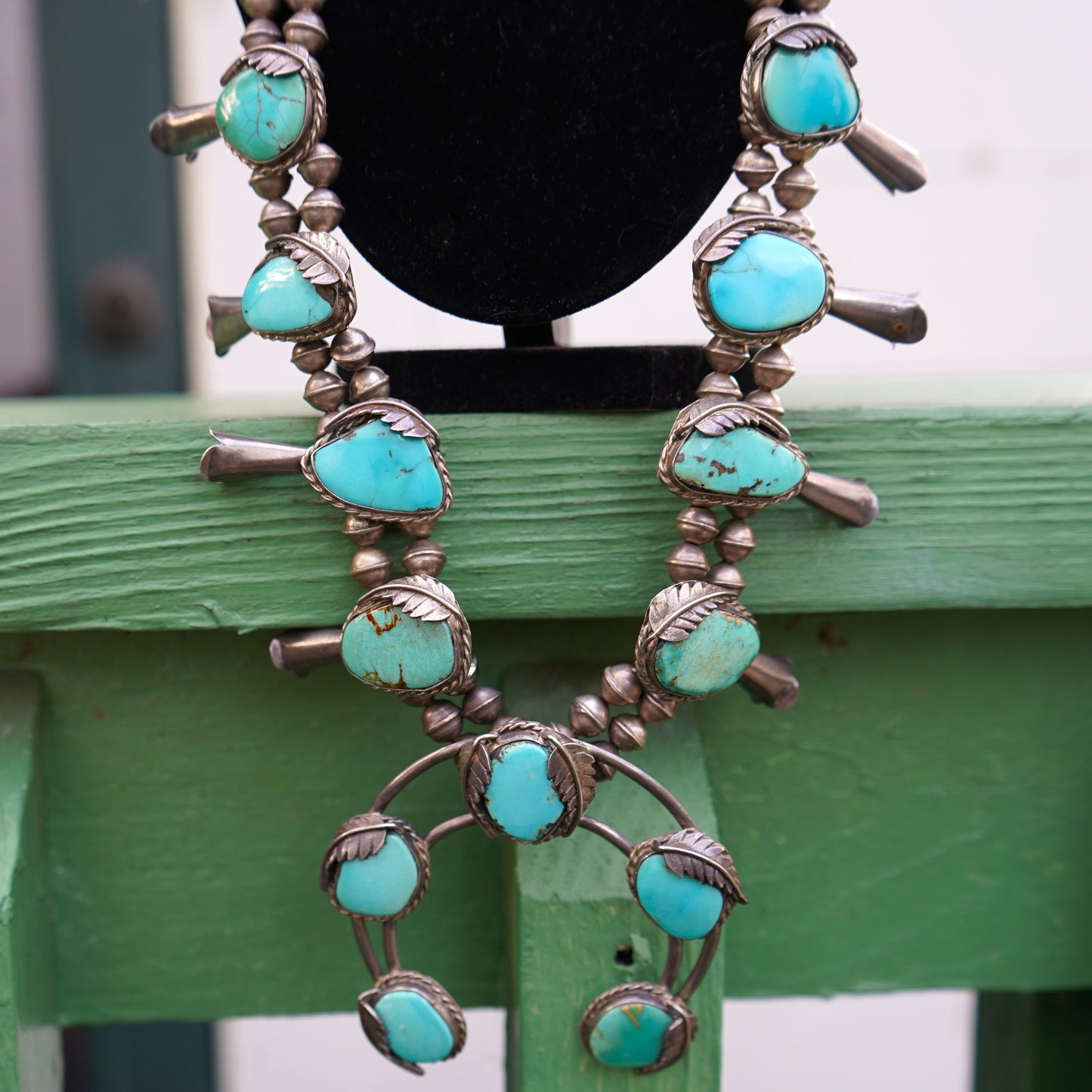 Vintage Turquoise Squash Blossom Necklace