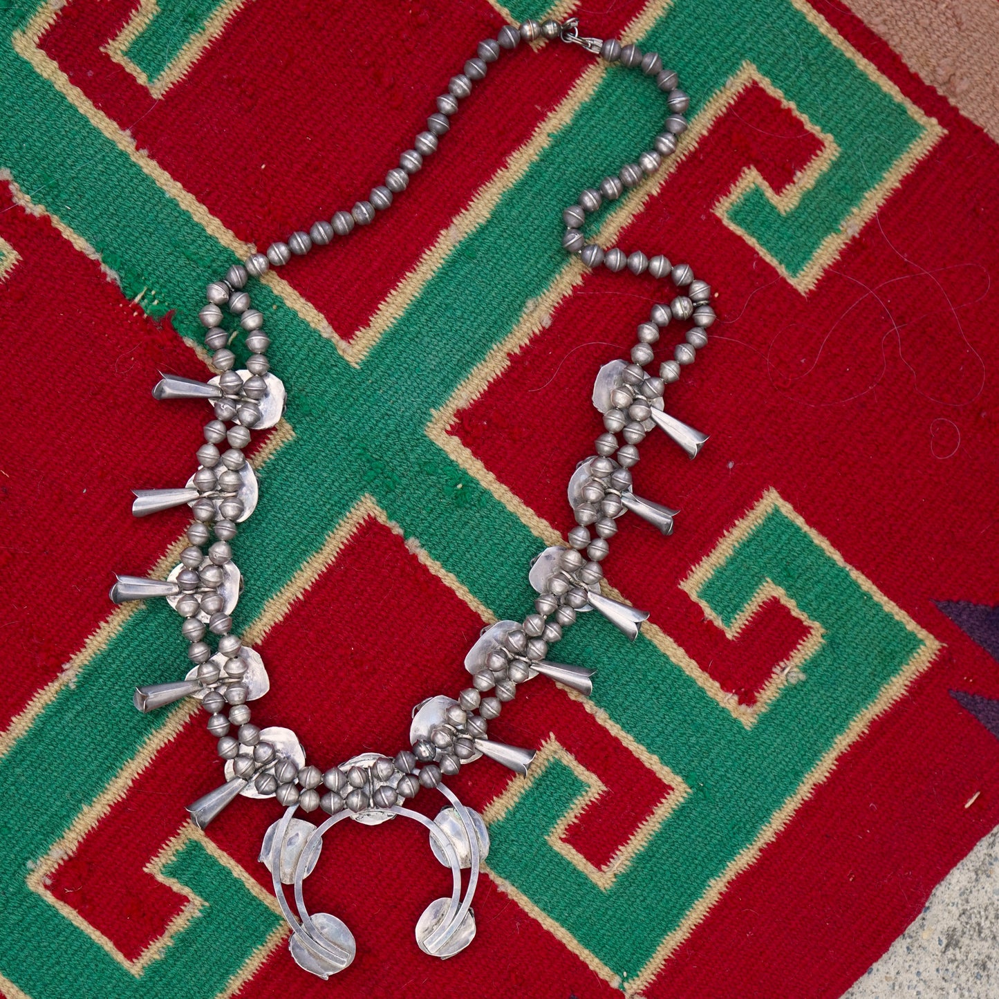 Vintage Turquoise Squash Blossom Necklace