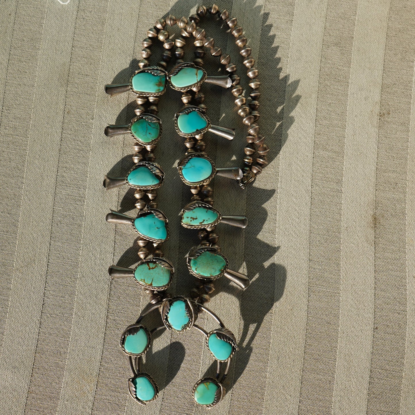 Vintage Turquoise Squash Blossom Necklace