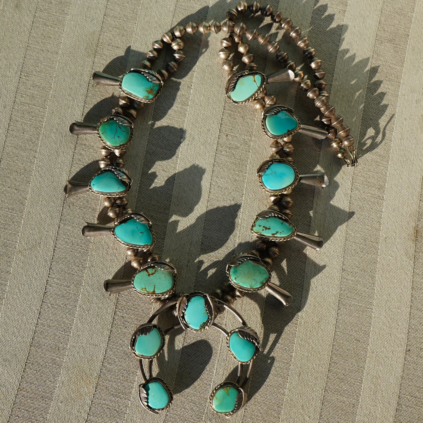 Vintage Turquoise Squash Blossom Necklace