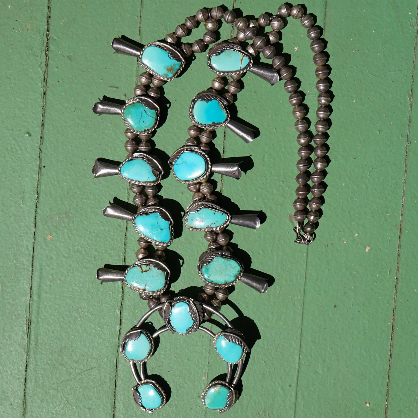 Vintage Turquoise Squash Blossom Necklace