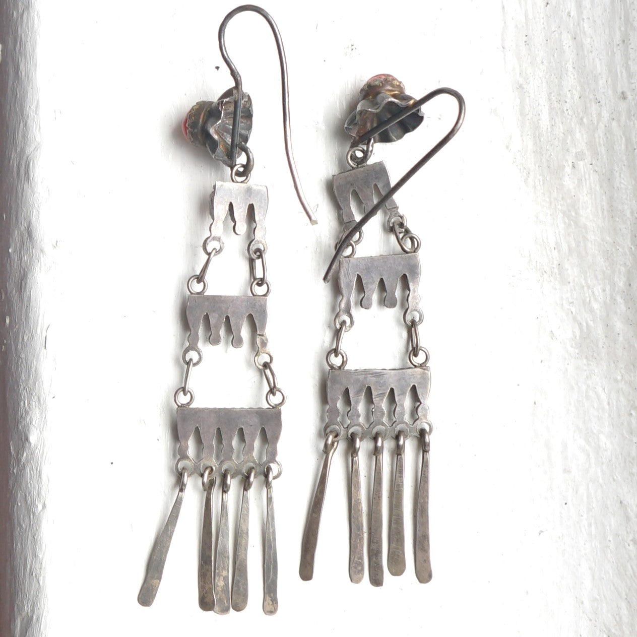 Zuni Coral Ladder Earrings