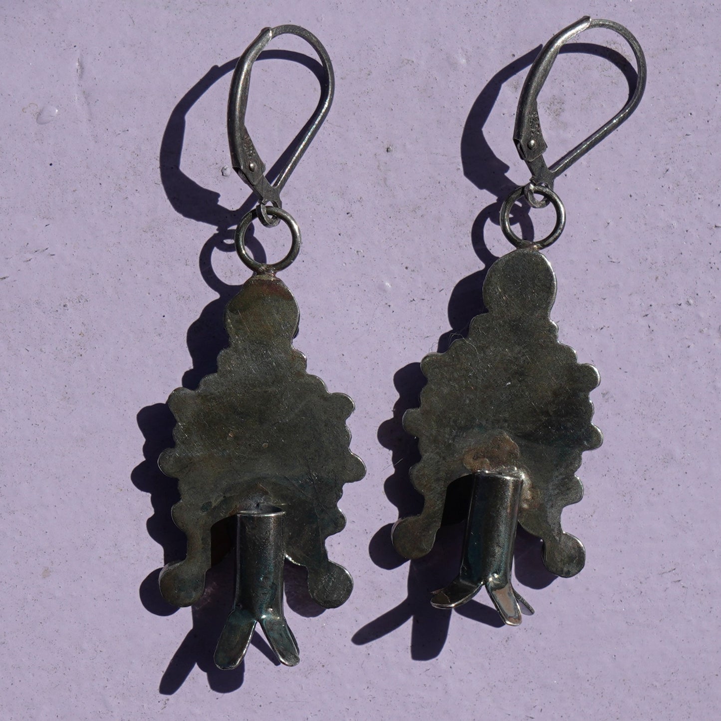 Vintage Turquoise Squash Blossom Earrings