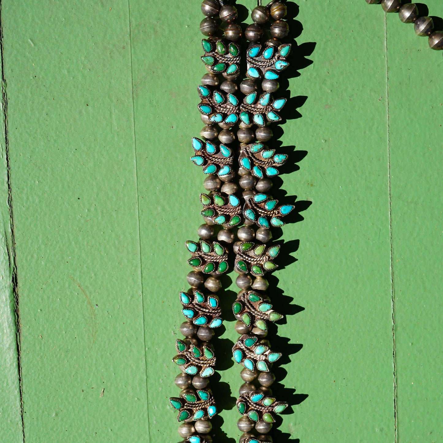 Vintage Zuni Turquoise Squash Blossom Necklace