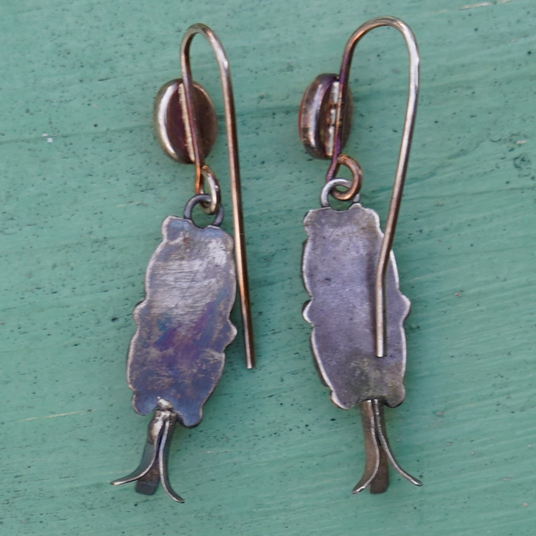 Old Navajo Coral Squash Blossom Earrings