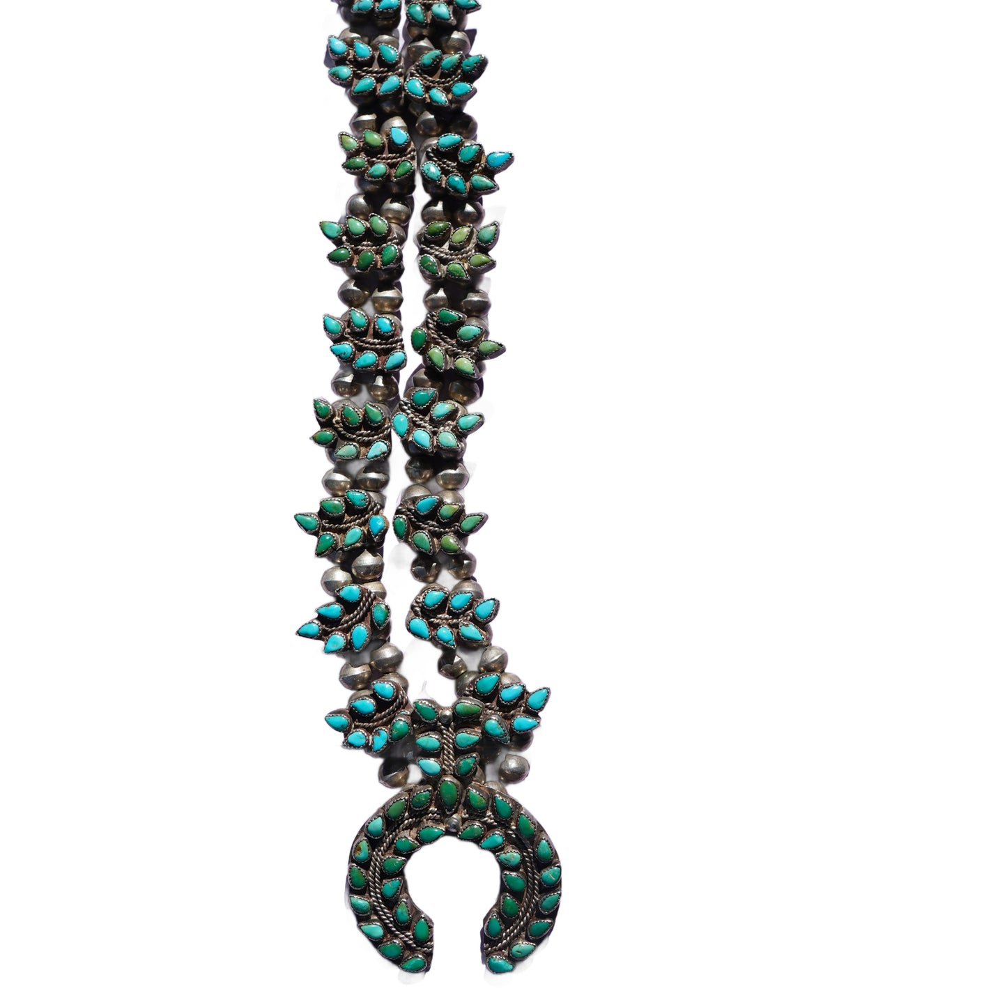 Vintage Zuni Turquoise Squash Blossom Necklace