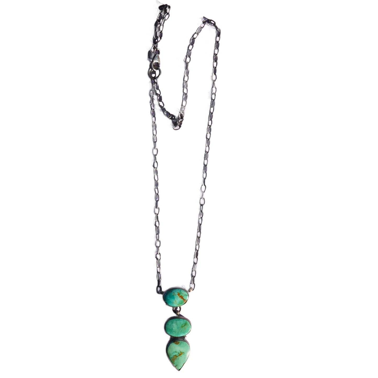 Sterling Silver Emerald Valley Turquoise Lariat Style Necklace