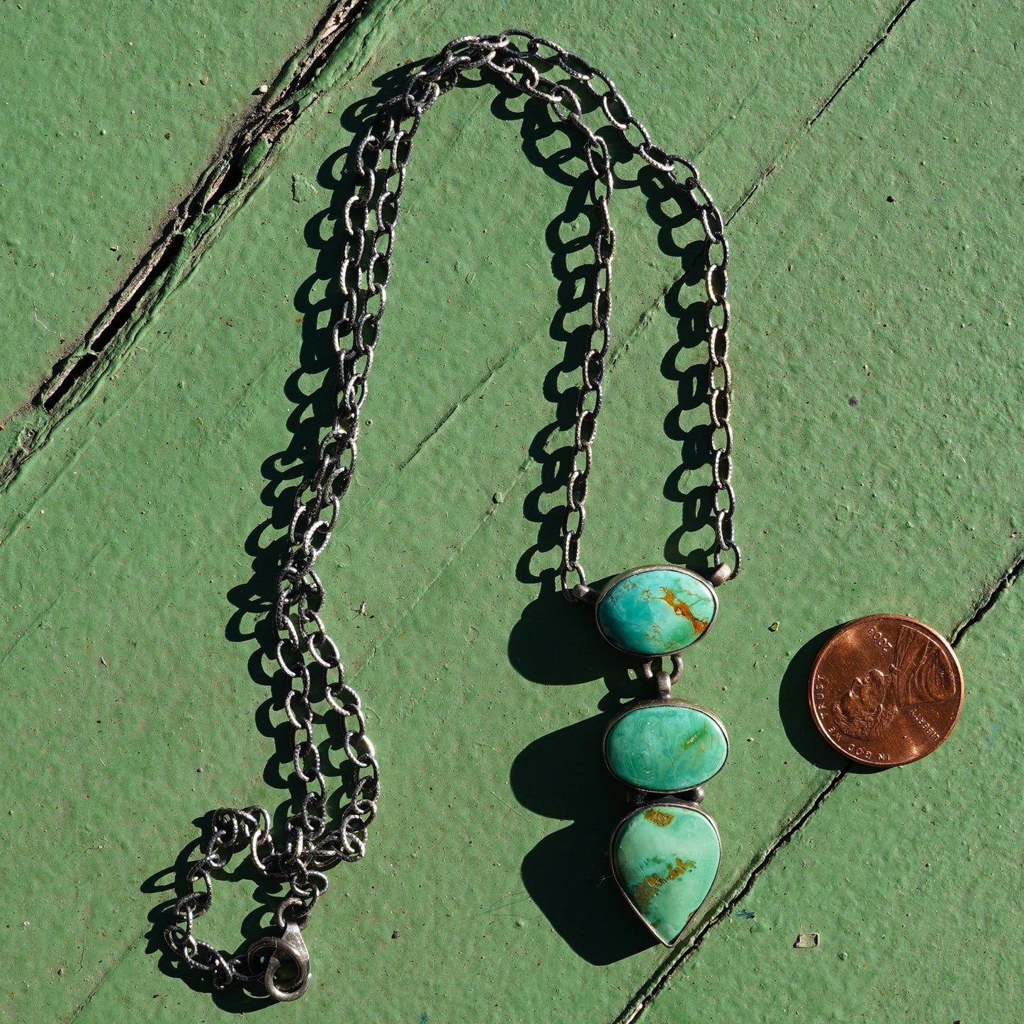 Sterling Silver Emerald Valley Turquoise Lariat Style Necklace