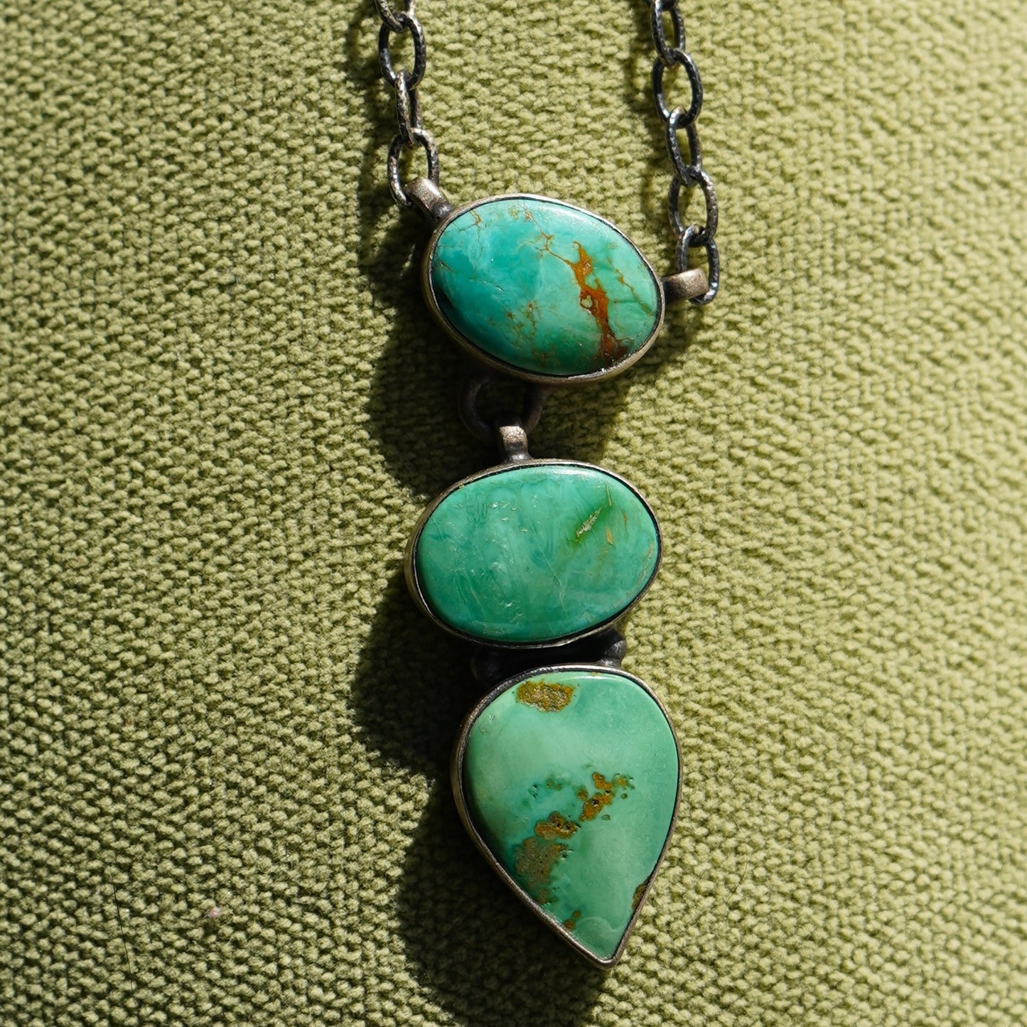 Sterling Silver Emerald Valley Turquoise Lariat Style Necklace