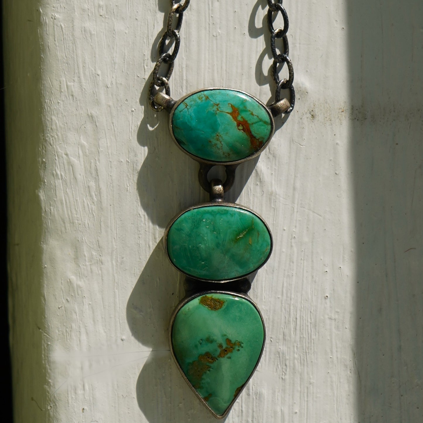 Sterling Silver Emerald Valley Turquoise Lariat Style Necklace